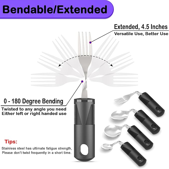 Adaptive Utensils for Parkinsons Patients Elderly, Weighted Utensils for Hand Tremors, Parkinsons Eating Utensils for Disabled People, Weighted Silverware for Hand Tremors Arthritic Hands