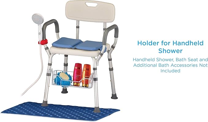 NOVA Handheld Shower Holder Attachment for Bath Seats & Transfer Benches – Universal Mount for Bath Stool, Shower Commode & Chairs, Adjustable, Secure, Easy Install Bathroom Accessory