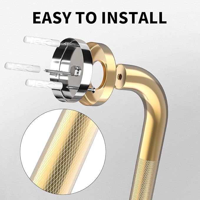 32 Inch Anti Slip Shower Grab Gold, Munzong Bathroom Grab Bar, Knurled Bathroom Balance Bar,Safety Hand Rail Support Handicap Elderly Injury Senior Assist Bath Handle