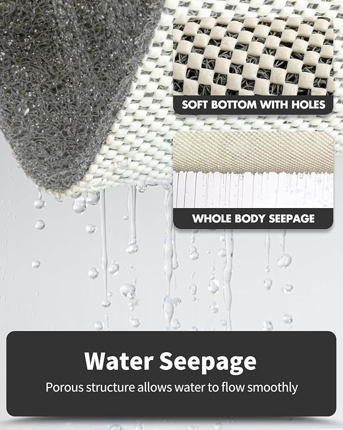 Non-Slip Bathtub Mat, 17x 30 Inch, Shower Mats for Bath Tub, PVC Loofah Bathroom Mats for Wet Areas, Quick Drying