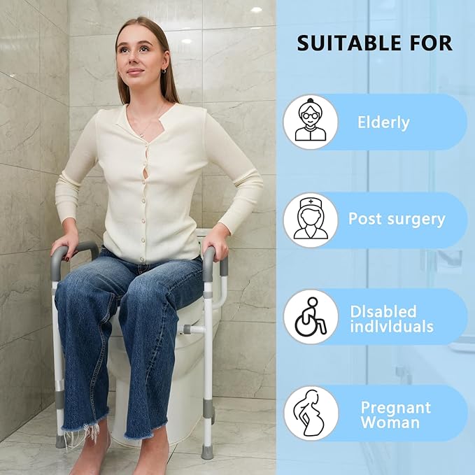 Toilet Seat Risers for Seniors - Raised Toilet Seat with Handles Over Toilet - Elevated Toilet Seat for Handicap & Elderly, Adds 3.5 Inches Height, Assists Standing & Sitting