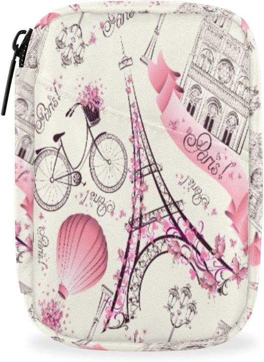Pill Case Pill Travel Organizer 7 Day Weekly Medicine Pill Box Paris France Eiffel Tower Small Cute Compact Size Vitamin Container Pill Bottle Portable Birth Control Pill Holder Bag with Zipper