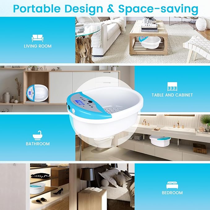 LeCuag Ionic Foot Bath Detox Machine, Foot Spa Bath for Home Use, Include Massager Slippers, Heat Waist Belt, Foot Spa Basin, 2 Ion Arrays & Accessories, Suitable for Seniors/Parents/Partner