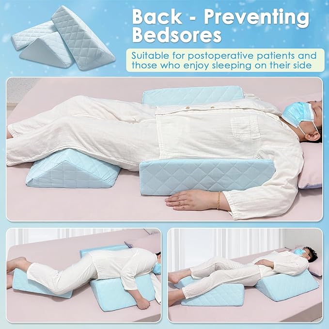 NEPPT Wedge Pillow Body Position Wedges Back Positioning Elevation Pillow Case Pregnancy Bedroom Eevated Body Alignment Ankle Support Pillow Leg Bolster (3-in-1 Cooling)