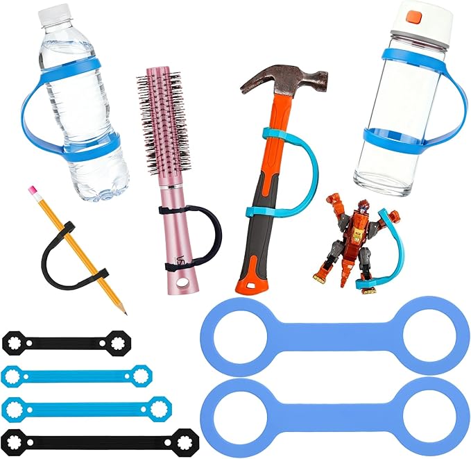 LEEPENK 6 Pack Silicone Universal Cuff,Assistive Hand Grip Holder Medium Size for Special Needs,Mobility Daily Living Aid, Therapy, Eating Utensil Holder