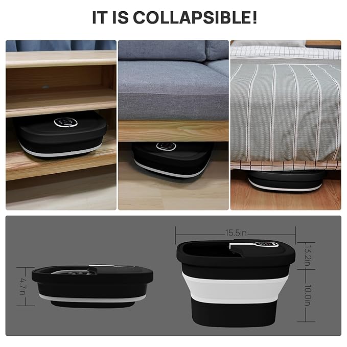 HOSPAN Collapsible Foot Spa Electric Rotary Massage, Foot Bath with Heat, Bubble, Remote, and 24 Motorized Shiatsu Massage Balls. Pedicure Foot Spa for Feet Stress Relief