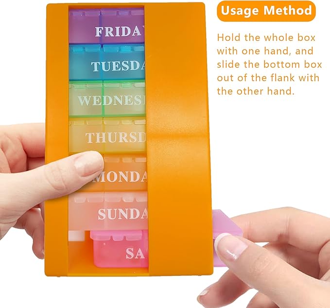Pill Box 3 Times a Day Daily Pocket Pill Container Portable Travel Weekly Pill Organizer Stackable Pill Case for Vitamin, Fish Oils, Medication, Supplement