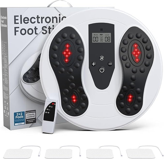 EMS Foot Massager with Infrared Therapy for Neuropathy,Foot Circulation Stimulator for Pain Relief,10 Modes & 20 Strengths for Plantar Fasciitis,Swelling,Cramps,RLS