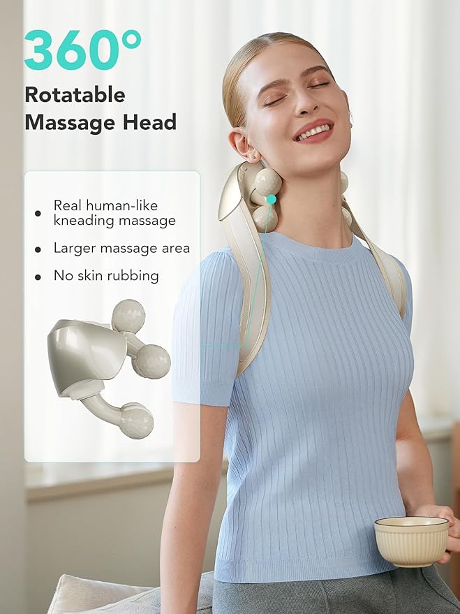 SKG H7 Ultra FSA Eligible Cordless Neck Massager for Pain Relief Deep Tissue, Shiatsu Shoulder Massager with Heat, Massage Tools for Trapezius, Lymphatic Drainage, Relaxation Therapy, HSA Items
