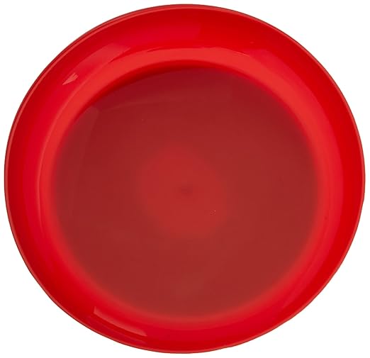 Sammons Preston Red Round Scoop Dish, Unbreakable 8" Scooper Bowl for Elderly, Disabled, & Handicapped, Plate with Non Skid Rubber Padded Bottom for Independent Eating, Self-Feeding Aid