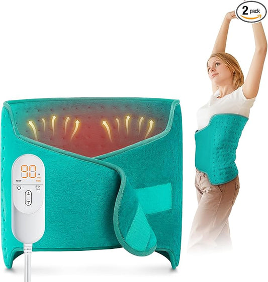Heating Pad for Back, Heating Pad for Period Cramps/Waist/Shoulders with Belt, Gifts for Women Men Mom Dad, 6 Heat Settings, 4 Timers, Auto-Off, Machine Washable, Emerald