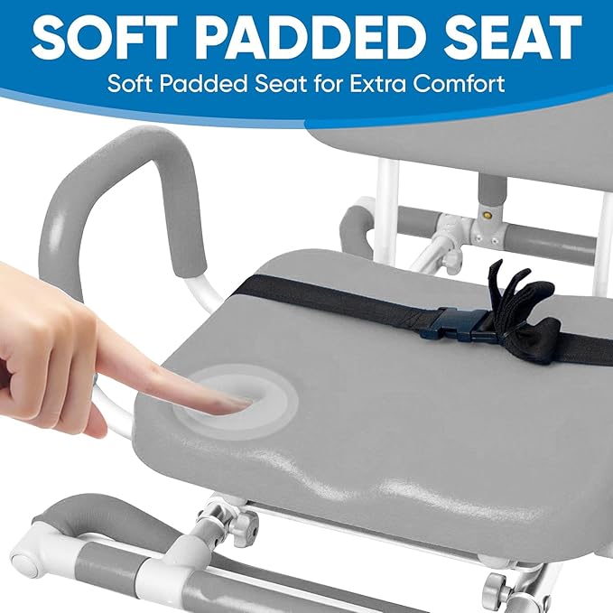 Platinum Health HydroSlide Sliding Shower Chair Swivel Seat for Bathtub, Soft, Padded with Industry-Exclusive, Patented Gap-Bridge Safety Feature. Padded Armrests. Ideal for Elderly and Seniors