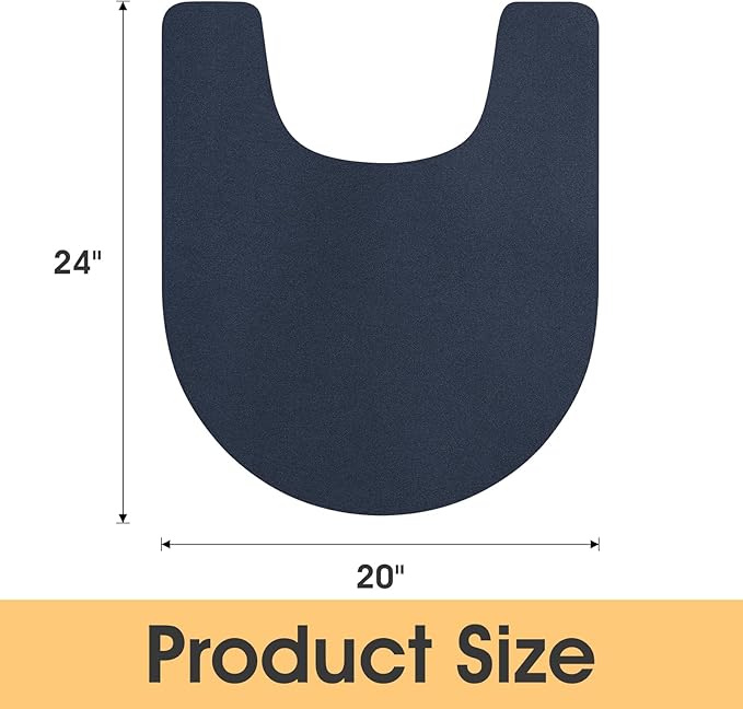 ACCUMTEK Non Slip Bath Mat, Thin Bathroom Rugs Fit Under Door, Quick Dry Bath Mats, Machine Washable Bath Rugs for Bathroom, Bathtub & Kitchen, Dark Blue/Solid/U-Shaped 24"x20"