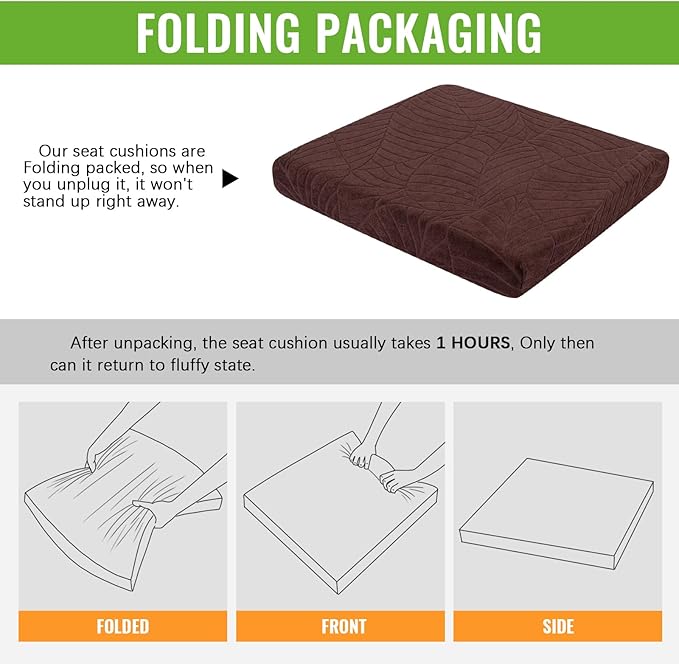 Recliner Cushions for Long Sitting Foam Seat Cushion Soft Tufted Layer for Elderly Seniors, Recliner Chair, Floor Pillow, Office Chair, Car, No Pressure on Thighs, 20X20X3 Inch - Leaves Coffee