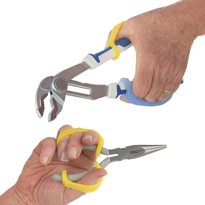 EazyHold Yellow Silicone Easy Grip Device, Universal Cuff for Hand Therapy, Autism, Limb Loss, Cerebral Palsy, ALS, Special Needs, Pediatric Stroke, Adaptive Handle Daily Mobility Aid 2-Pack 4"