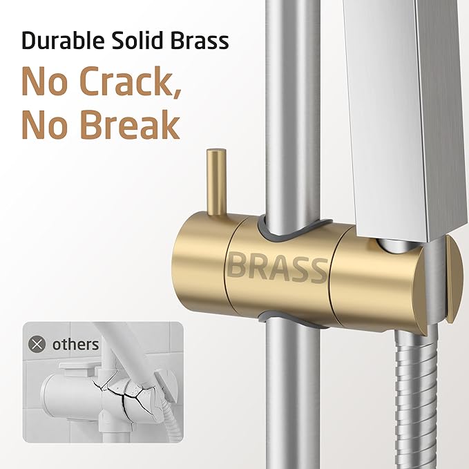 KES 30-Inch All-Metal Shower Slide Bar with Handheld Shower Head & Supply Elbow, Built-In Power Wash & Patented Auto-Reset, Adjustable Brackets Cover Existing Hole, 18/8 Stainless Steel, Brushed Steel