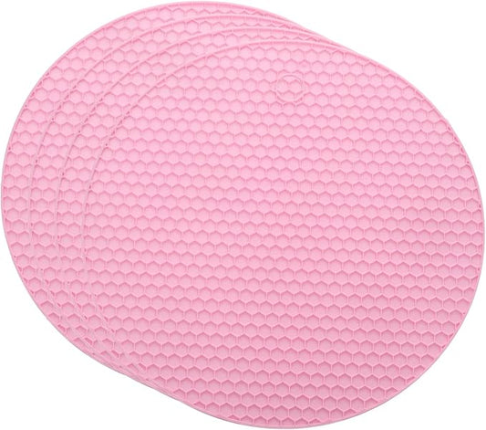 uxcell 4pcs Silicone Jar Opener Pads, 17.5cm/7" Texture Can Opener Multipurpose Round Bottle Lid Opener Non-Slip Coasters for Weak Hands Seniors Children, Pink