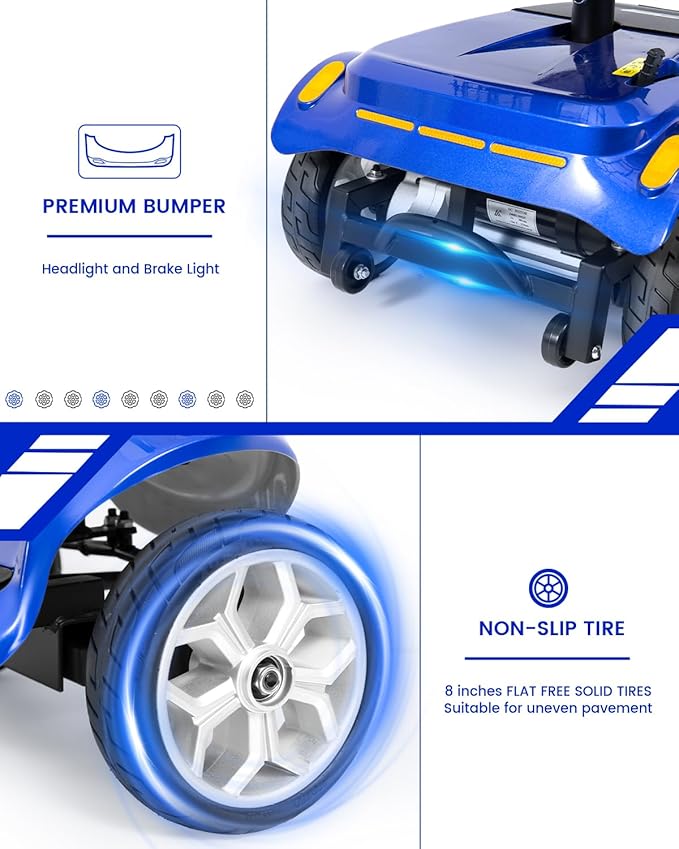 4 Wheel Electric Power Mobility Scooter for Adults, Electric Scooter for Seniors Folding Mobility Scooter -Max Speed 5 Mph,12.5 Miles Long Travel Range