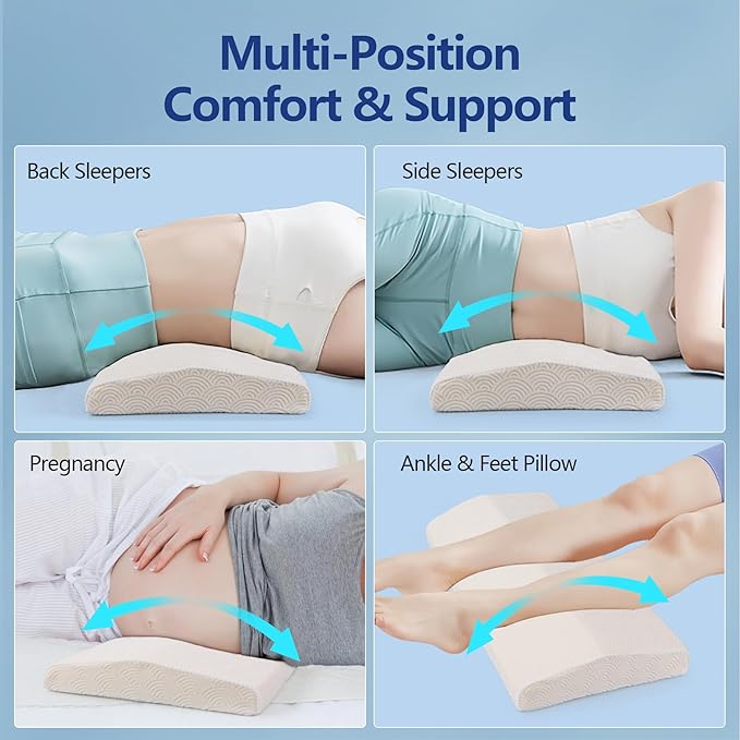 Cozyhealth Lumbar Support Pillow for Sleeping Memory Foam Lumbar Support Cushion for Lower Back Pain Relief, Back Support Bed Pillow Waist Support (Small)