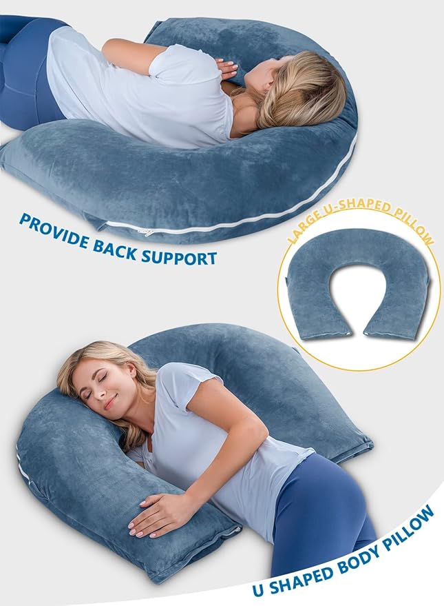 INSEN Reading Pillow, Back Pillow for Sitting in Bed for Reading, Nurse & Relax, Reading Pillow for Adults, Moms & Kids, Sit Up Pillow for Bed, Blue