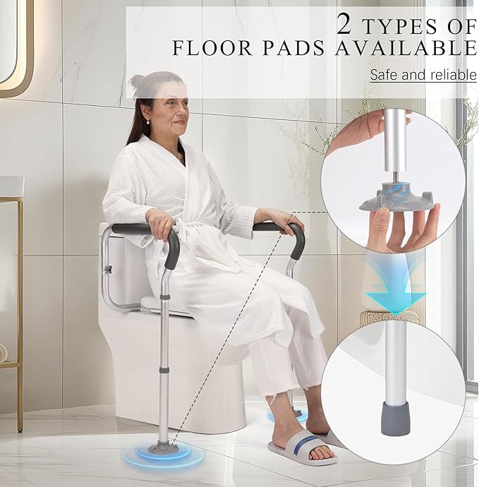 Toilet Safety Rail for Seniors, Toilet Grab Bars for Seniors and Disabled, Toilet Handles for Elderly with Adjustable Width and Height, 350 lb Weight Capacity
