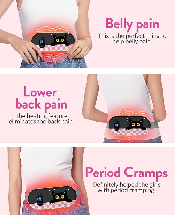 Portable Heating Pad for Period Cramps: Menstrual Heating Pad with Unique Design, Fast Heating Pad with 6 Heat Levels and 6 Massage Modes, Gifts for Her, Women, Teens and Girls