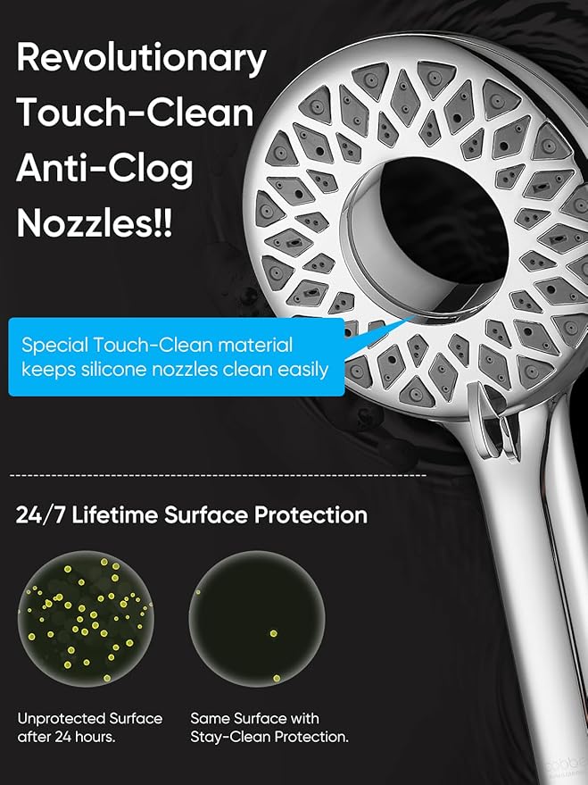 Cobbe Dual Shower Head with Magnetic Handheld, High Pressure Rain Shower Combo 2-in-1 Fixed & Detachable, Multiple Spray Modes, Built-in Magnet Dock 6ft Hose, Chrome