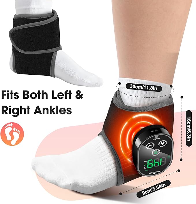 2-Pack Cordless Foot Massager for Neuropathy, Ankle Massager for Pain Relief, Feet Massager, HSA Eligible FSA, Ankle Heating Pad with Massage, 4 Heat Levels, 3 Massage, Black