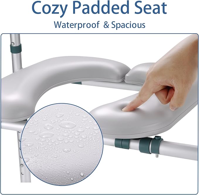 Raised Toilet Seat with Handles, FSA HSA Eligible Toilet Seat Riser for Seniors with Adjustable Height & Width, 400lb Padded Elevated Toilet Seat for Elderly, Handicap and Disabled, Fit Any Toilet