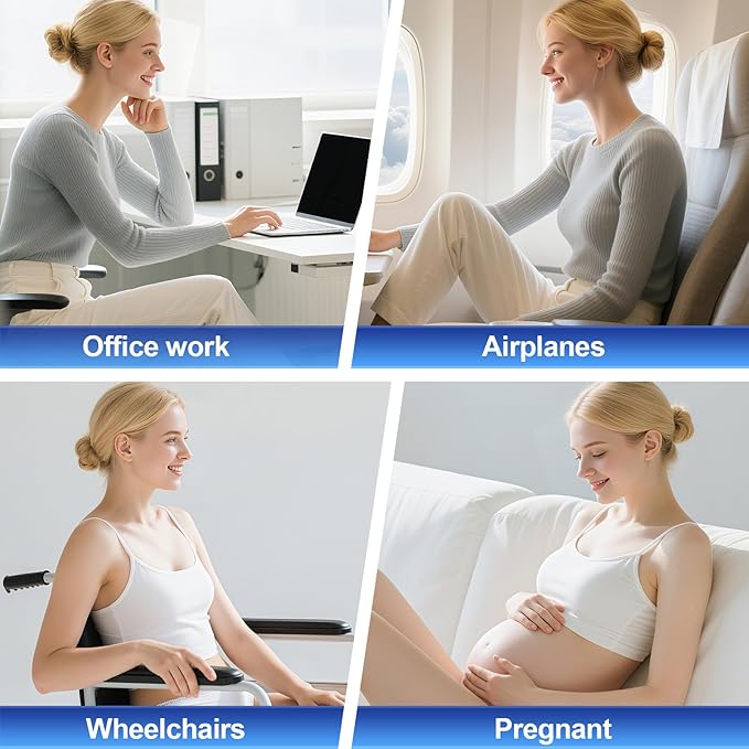 Lumbar Support Pillow, Ergonomic Back Cushion for Office Chair with Adjustable Straps & Detachable Breathable Cover,Memory Foam Car Lumbar Pillow, Back Support Pillow for Car, Office,Bed Rest,A-Black
