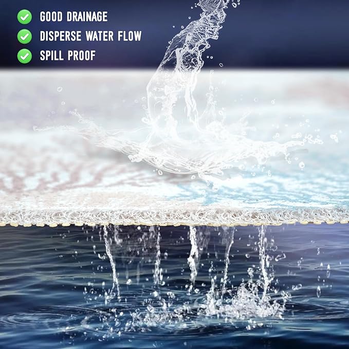 Square Shower Mat, 24 x 24 Inch Non Slip Starfish Shower Stall Mat, Quick-Dry PVC Loofah Bath Mat for Shower Tub Bathroom