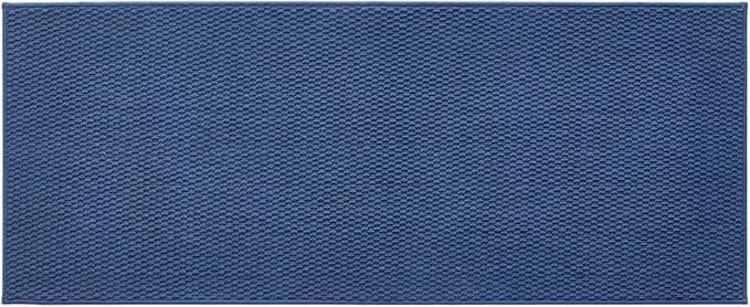 TYUU Bathroom Runner Rug, Long Bath Mat Washable Thin Quick Dry Low Pile Bathroom Runner Rugs 24 x 60 Non Slip, Navy Blue 24"x60"