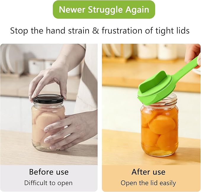 4-In-1 Jar Opener, Adjustable Stainless Steel Ergonomic Jar Opener Tool For Seniors, Bottle And Jar Openers For Arthritic Hands, Can Openers For Beer, Sauces, And Canned Goods (Green)