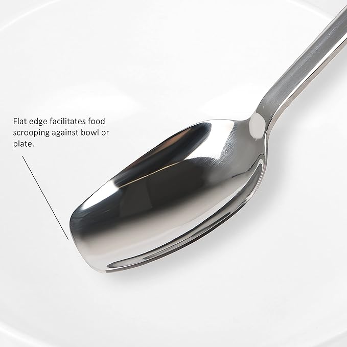 Silverware Adaptive Spoons for Parkinson's - Utensils for Elderly, Disabled, Adults, Parkinson's Patients, Handicapped, Non-Weighted Flat Edge Spoon by Senior ICare