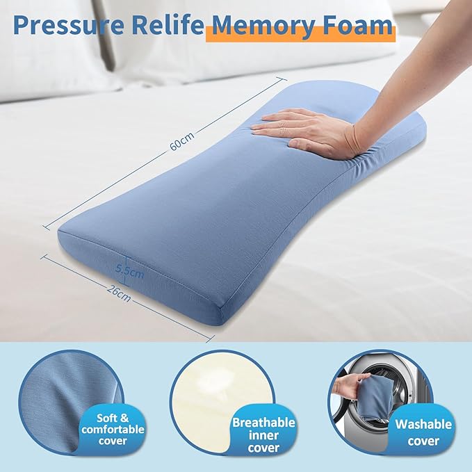 vamorry Lumbar Pillow for Sleeping, Lumbar Support Pillow for Bed for Back Pain Relief, Memory Foam Lower Back Pillow for Bed, Back Support Pillow for Side & Back Sleepers, Washable Cover