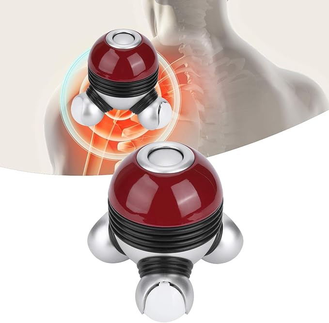 CDQL Mini Portable Hand Held Body Vibrating Massager Electric Full Body Massager with LED Light Battery Operated Vibration Massage for Hand Head Neck Back Legs Arms Pain Release (Red)