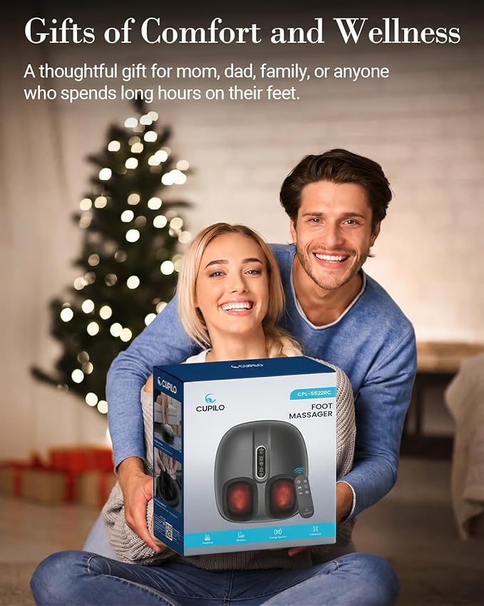 CuPiLo Foot Massager with Heat FSA Eligible HSA, Shiatsu Feet Massager with Remote Control, Multi-Level Compression Deep Knead Foot Massage for Neuropathy & Plantar Fasciitis, Gifts for Women Men