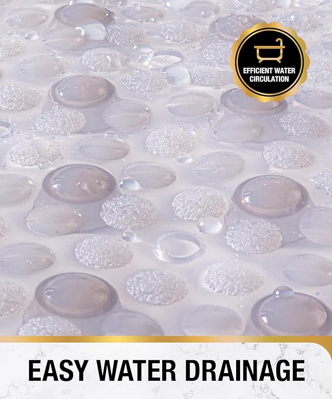 HITSLAM Non Slip Bathtub Mat, 27x15 Inch Bath Mat for Tub with Suction Cups and Drainage Holes, Machine Washable Oval Shower Mat for Kids, Seniors and Daily Use, Phthalate Free PVC, Grey