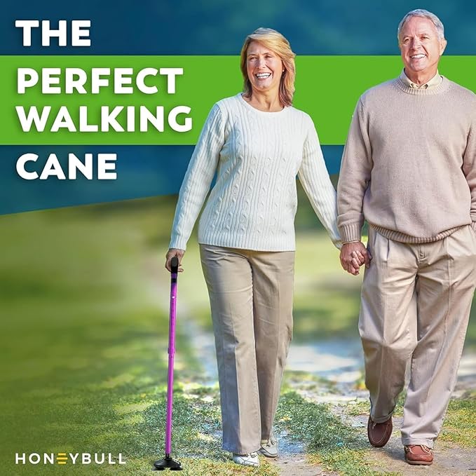 HONEYBULL Walking Cane for Men & Women Foldable, Adjustable, Heavy Duty, Free Standing, All Terrain, Collapsible Walking Sticks for Seniors & Adults