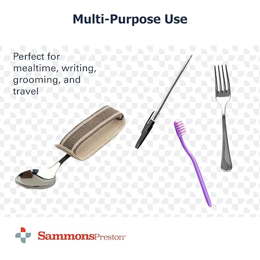 Sammons Preston Universal Cuff, Small, Leather Adaptive Utensil & Writing Aid Holder with Elastic Strap, 2-1/2" Knuckle Width, Assistive Device for Limited Hand Ability or Grip Strength
