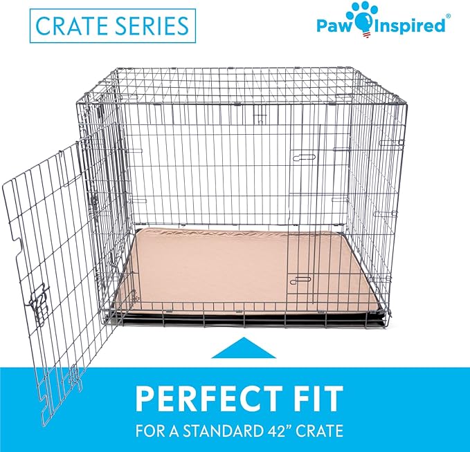 Paw Inspired Washable Crate Liners for Dogs (2 Pack), Leakproof, Non-Slip Pee Pads for 42-Inch Kennels, Reusable Puppy Pads for Potty Training, Whelping, Waterproof Mat (41x28 Inch, Pack of 2)