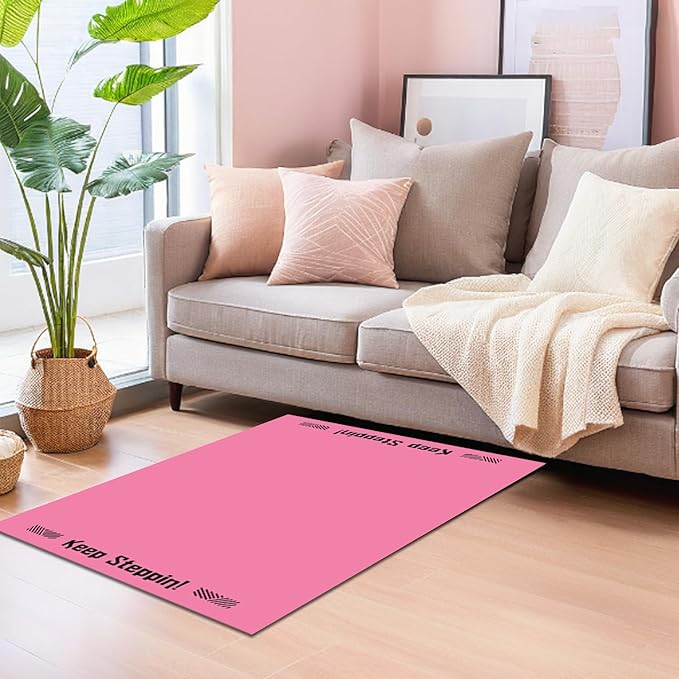 Elliptical Mat for Under Desk Elliptical Machine - Non-Slip Floor Mat for Ellipse Leg Exerciser, Legxercise Pro & Pedal Exerciser - Workout Mat for Home & Office Stability & Floor Protection Pink