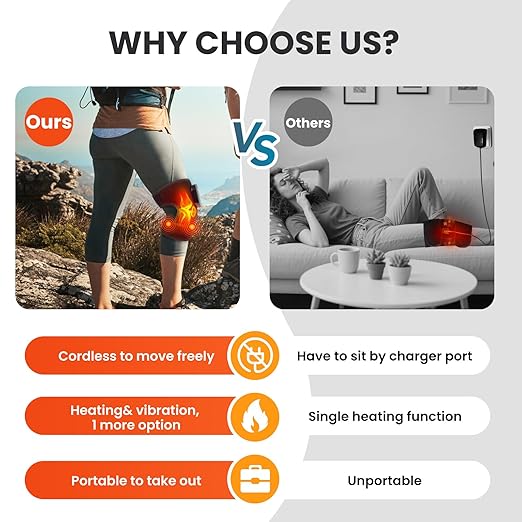 Cordless Heated Knee Massager with Vibration, FSA Eligible HSA Heated Knee Brace Wrap, Heating Shoulder Brace for Knee Elbow with 6 Heating Levels, 3 Massage Modes&Timer 2 Pack