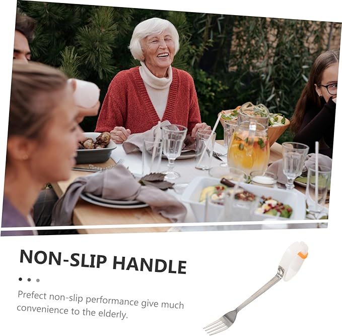 Adaptive Utensil for Seniors Tremble Fork Spoon with Non Slip Handles Portable Design for Elderly Disabled Dining Convenient Grip for Easy Eating