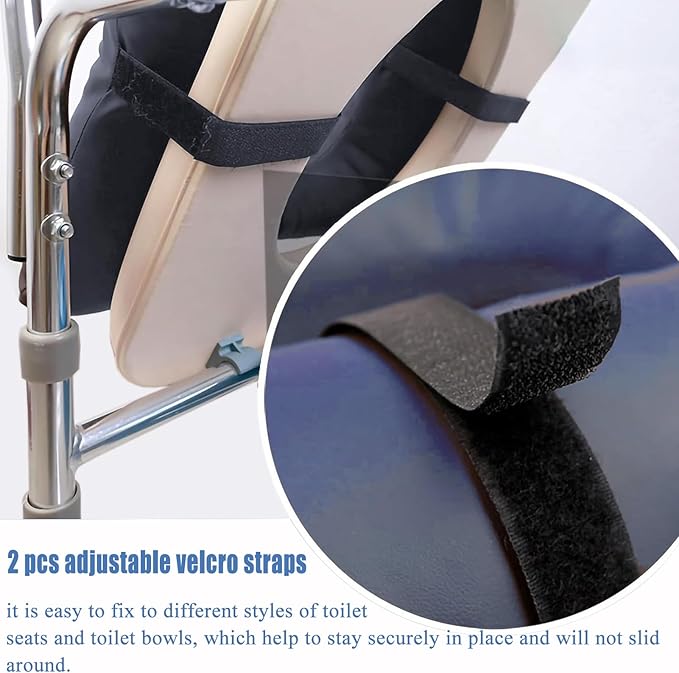 Bedside Commode Cushion - Washable 16.5" X 16.5" Thick Pad PU Cover with Fixing Straps for Commode Chair,Portable Toilet Seat Cushion for Seniors Raz Shower Chair Seat,Blue