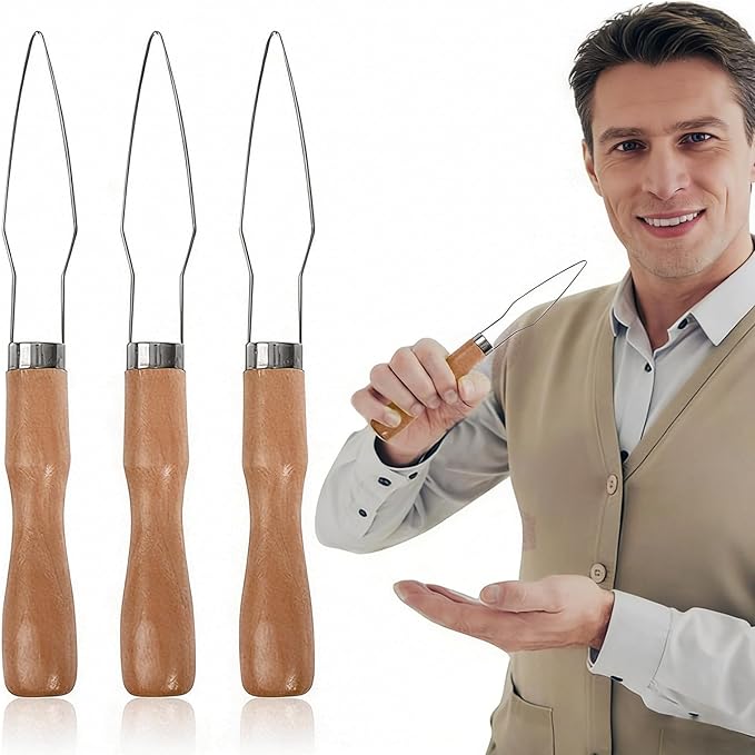 3-Pack Button Hook Assist Device with Wide Easy-Grip Wooden Handle – Button Helper Tool for Arthritis, Elderly, Limited Dexterity – One-Hand Dressing Aid for Shirts, Coats & Dresses