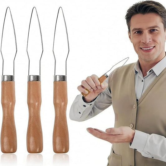 3-Pack Button Hook Assist Device with Wide Easy-Grip Wooden Handle – Button Helper Tool for Arthritis, Elderly, Limited Dexterity – One-Hand Dressing Aid for Shirts, Coats & Dresses