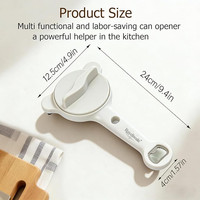 4-in-1 Jar Opener, Adjustable Jar Opener for Seniors, Kitchen Tool Designed Specifically for Seniors and Those with Limited Physical Strength, Suitable For Beer, Salad Dressing, Jar(White)
