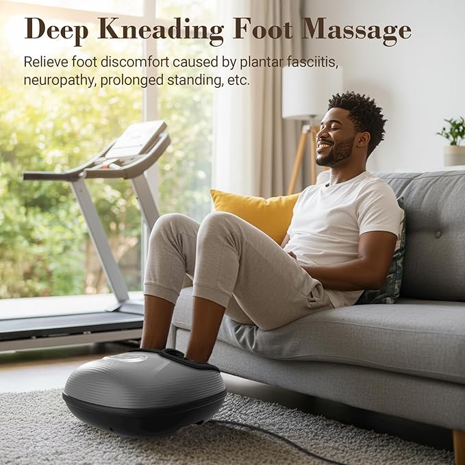CuPiLo Foot Massager with Heat, FSA Eligible HSA Shiatsu Foot Massager Machine for Plantar Fasciitis, Adjustable Vibration & Pressure for Neuropathy Pain, Women Men Gifts, Fits Up to 12"(Gray)