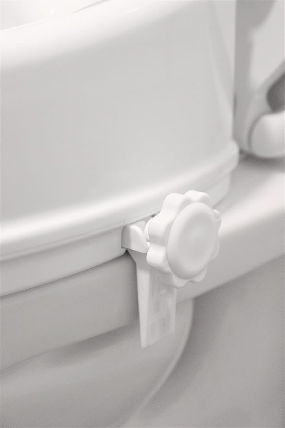 PEPE Mobility Raised Toilet Seat with Lid for Elderly 4" High, Fits Round and Elongated up to 15" Wide, Commode Seat with Sturdy Brackets, Medical Aid